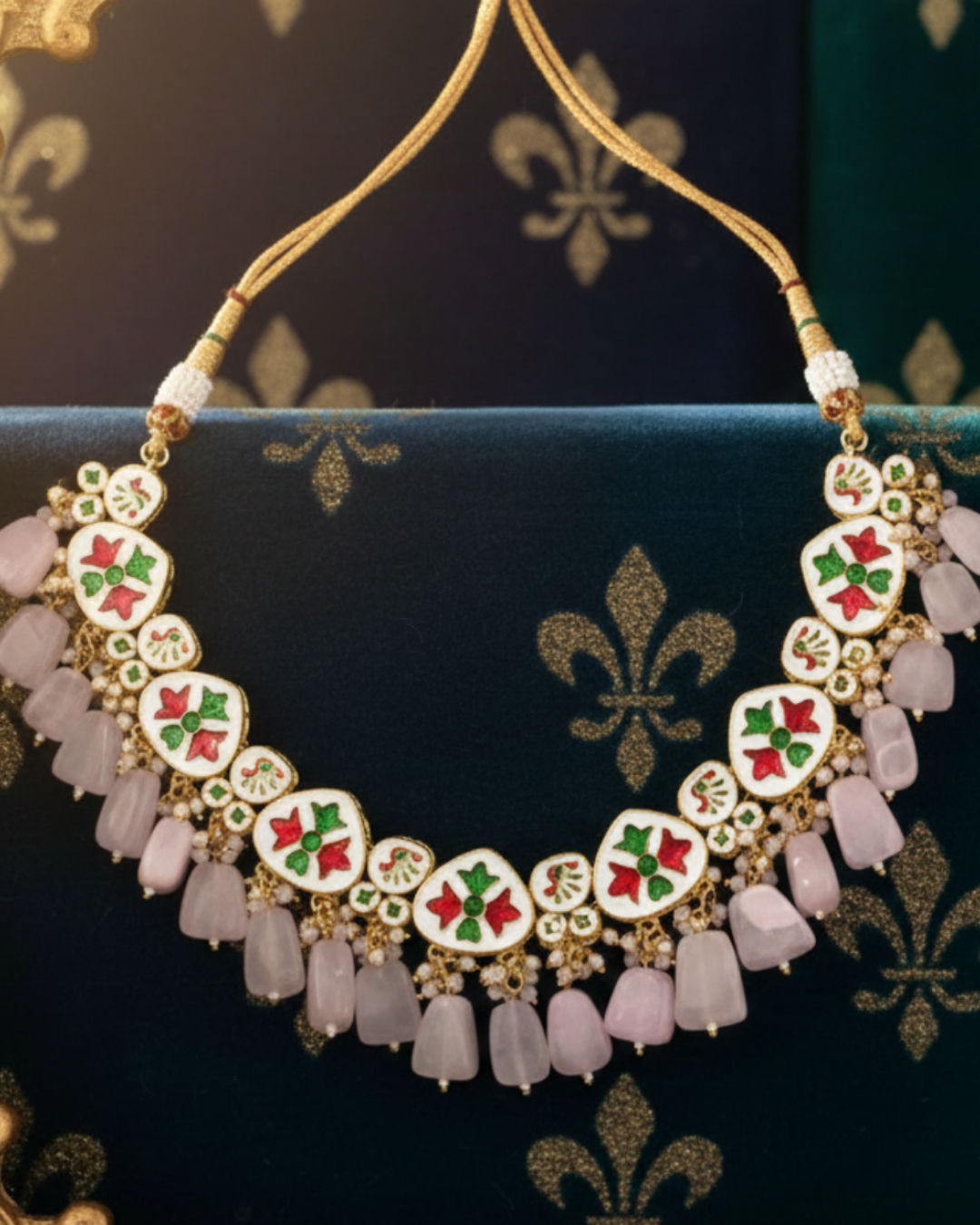 MEEREN Victorian Choker Necklace Set (Baby Pink)