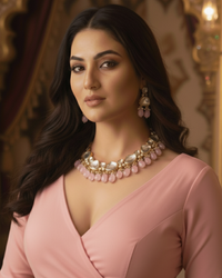 MEEREN Victorian Choker Necklace Set (Baby Pink)