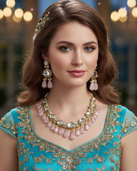 MEEREN Victorian Choker Necklace Set (Baby Pink)