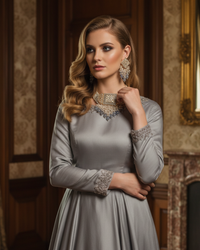 ISHANA Grey Uncut-Kundan Necklace/Choker Set