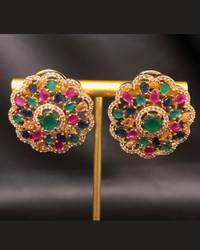 Cubic Zirconia Statement Earrings - Multi / Rose Gold