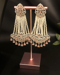 American Diamond Style Necklace Set - Silver/Baby Pink