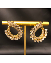 Cubic Zirconia Statement Earrings - Golden