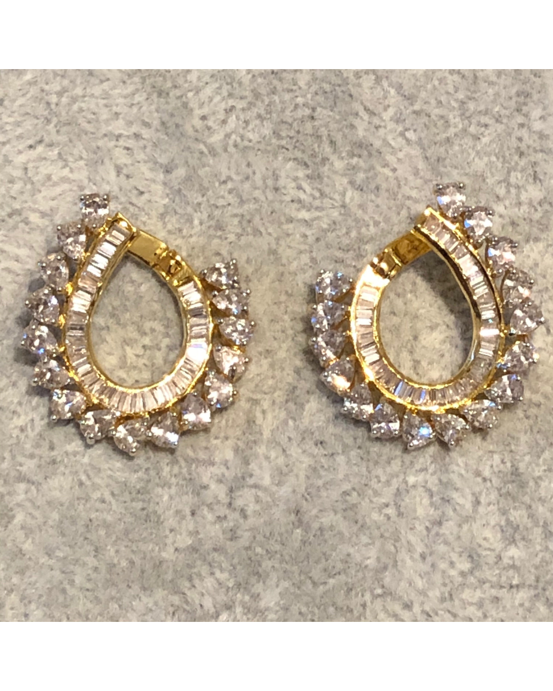 Cubic Zirconia Statement Earrings - Golden
