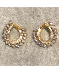 Cubic Zirconia Statement Earrings - Golden