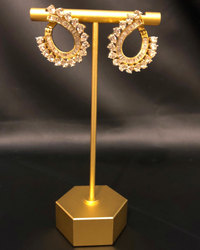 Cubic Zirconia Statement Earrings - Golden
