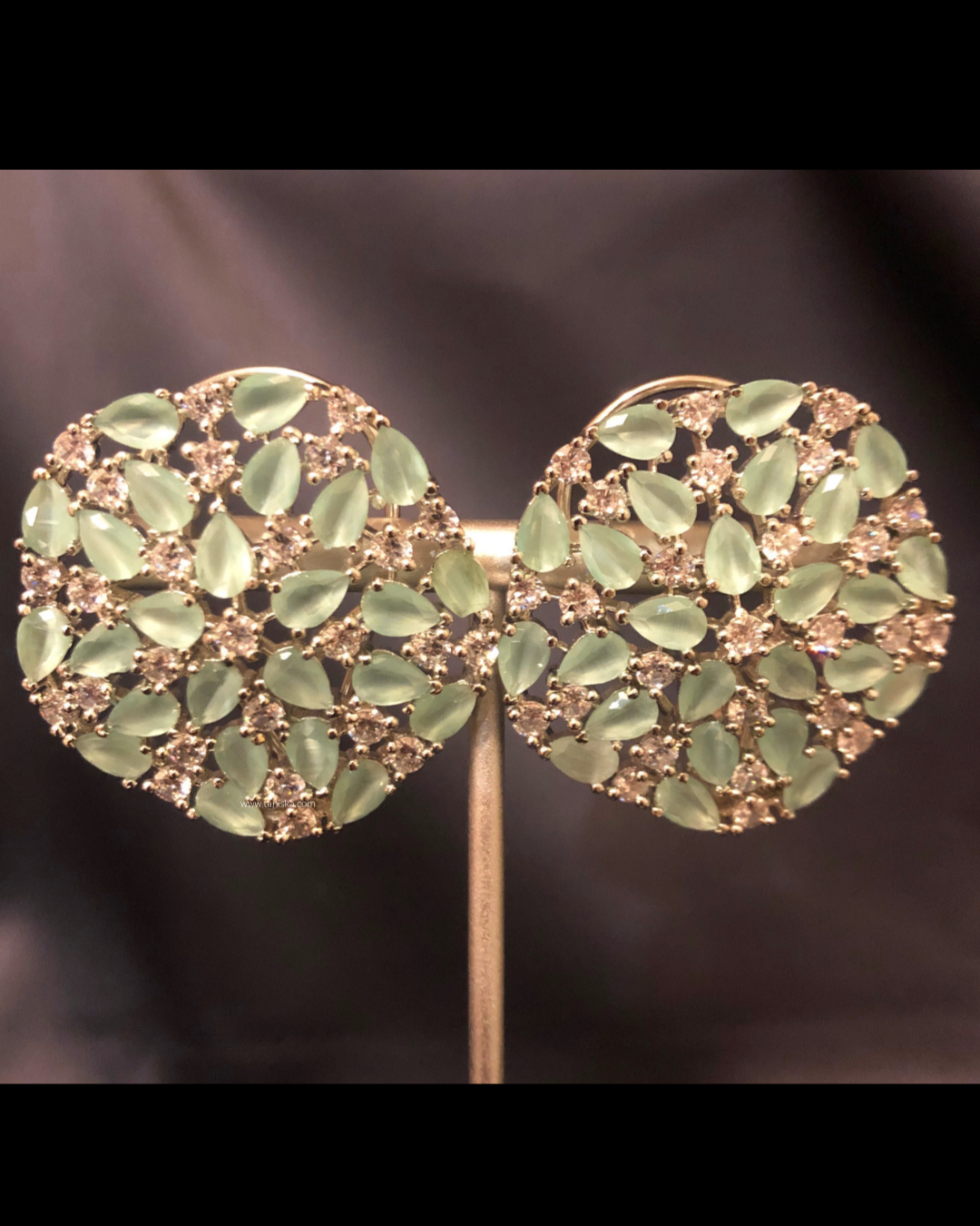 Cubic Zirconia Statement Earrings - Mint / Silver