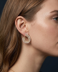 Cubic Zirconia Statement Earrings - Golden
