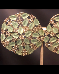 Cubic Zirconia Statement Earrings - Mint / Silver