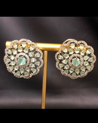 Cubic Zirconia Statement Earrings - Mint / Silver