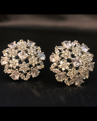 Cubic Zirconia Statement Earrings - Silver