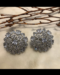 Cubic Zirconia Statement Earrings - Silver