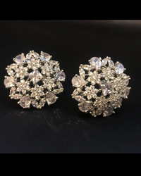 Cubic Zirconia Statement Earrings - Silver