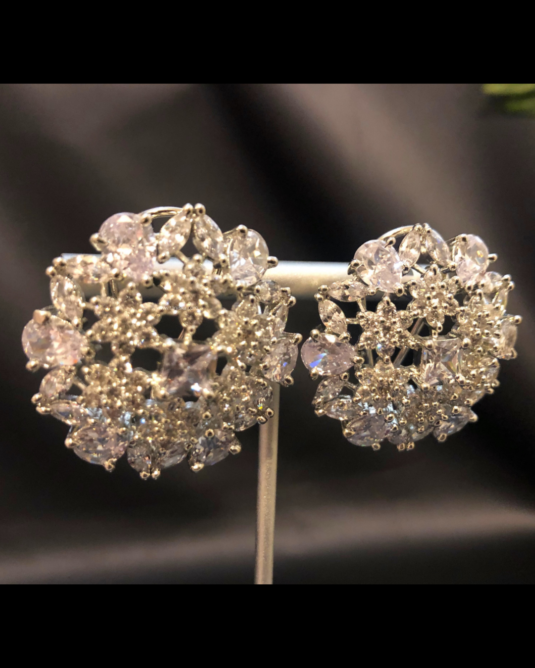 Cubic Zirconia Statement Earrings - Silver