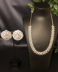 American Diamond Style Necklace Set - Silver/Clear