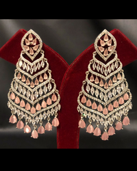 Cubic Zirconia Statement Earrings - Baby Pink / Silver