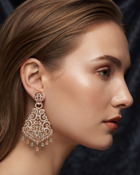 Cubic Zirconia Statement Earrings - Rose Gold/Pink-Mint