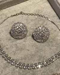 American Diamond Style Necklace Set - Silver/Clear