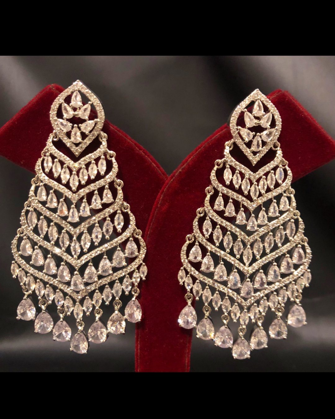 Cubic Zirconia Statement Earrings - Silver