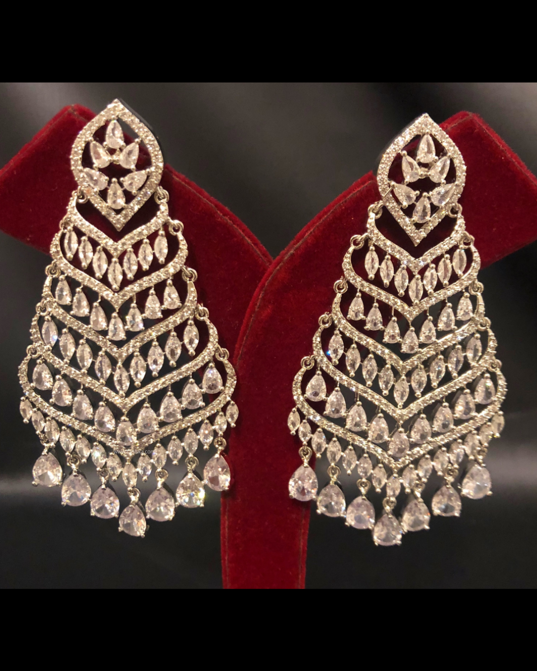 Cubic Zirconia Statement Earrings - Silver