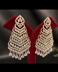 Cubic Zirconia Statement Earrings - Silver