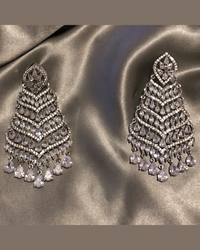 Cubic Zirconia Statement Earrings - Silver