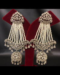 Cubic Zirconia Statement Earrings - Silver