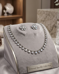 Silver Circular Halo Jewelry Set
