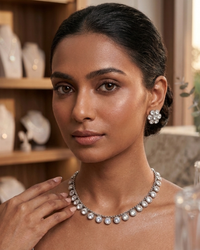 Silver Circular Halo Jewelry Set