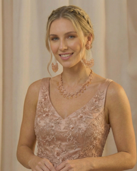 American Diamond Style Necklace Set - Rose Gold