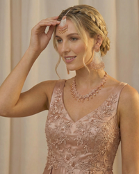 American Diamond Style Necklace Set - Rose Gold