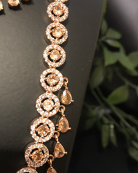 American Diamond Style Necklace Set - Rose Gold