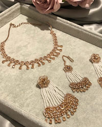 American Diamond Style Necklace Set - Rose Gold