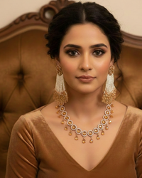 American Diamond Style Necklace Set - Rose Gold