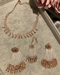 American Diamond Style Necklace Set - Rose Gold