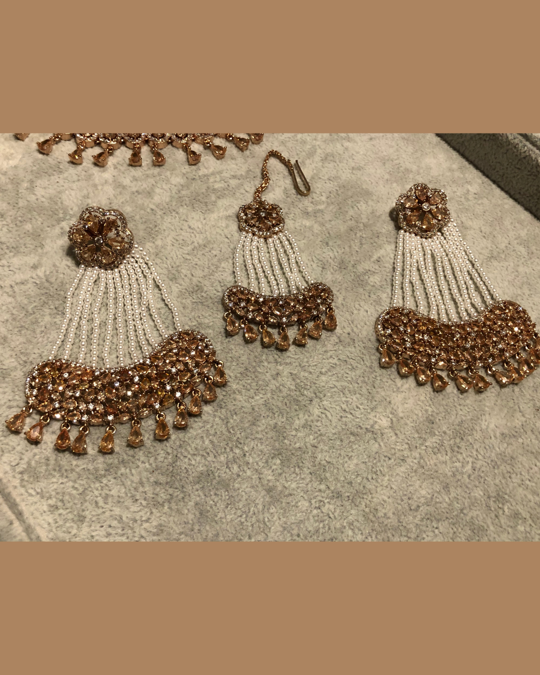 American Diamond Style Necklace Set - Rose Gold