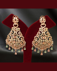 Cubic Zirconia Statement Earrings - Rose Gold/Pink-Mint