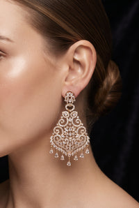 Cubic Zirconia Statement Earrings - Rose Gold