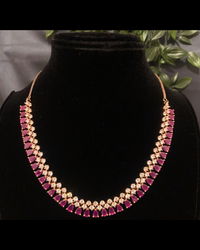 Diva American Diamond Style Necklace Set - Rose Gold / Hot Pink (Limited Edition)